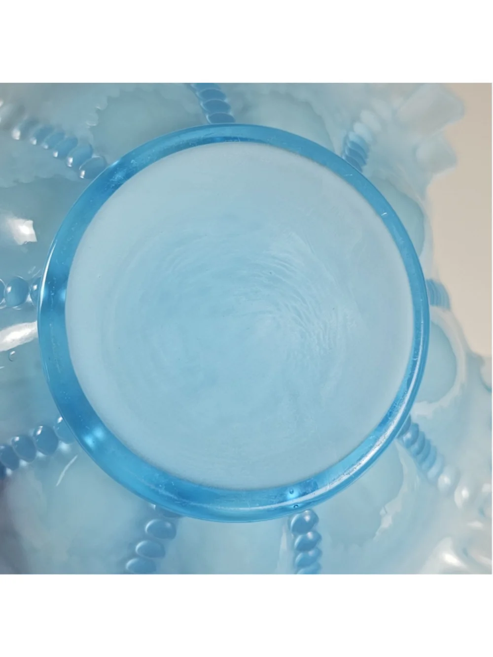 Vintage Fenton Blue Overlay Beaded Melon 9